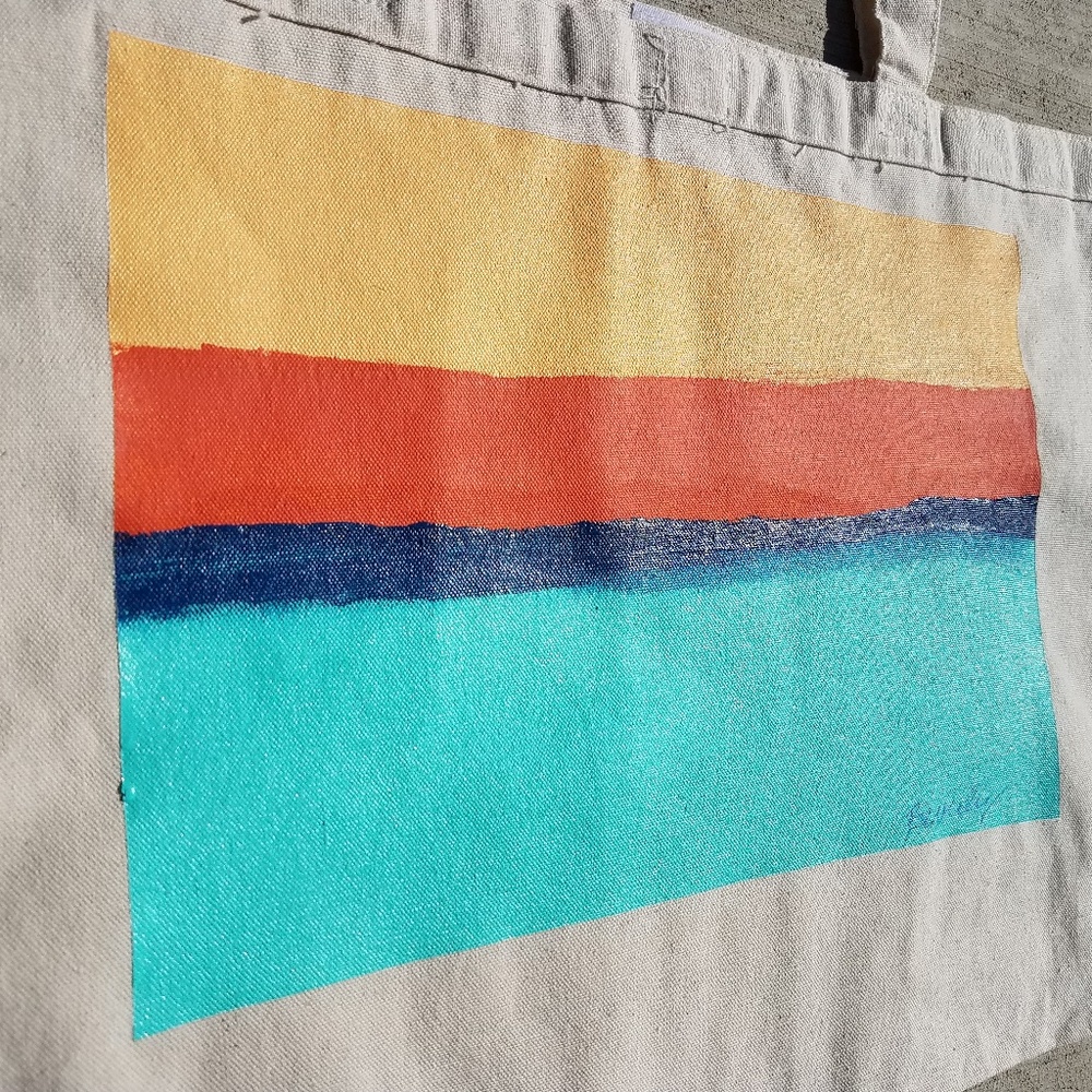Horizon #10 Hand Painted Cotton Canvas Tote Bag - Picture 4 of 7